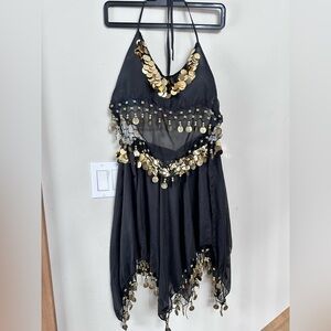 Black and Gold Belly Dance Costume Two pieces